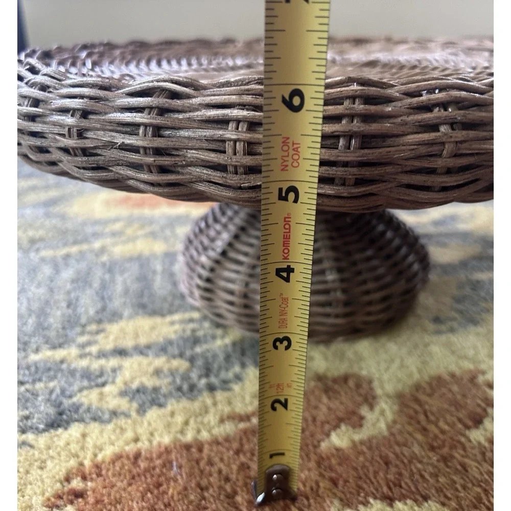 Natural Wicker Ratan Cake Decorative Pedestal Display Stand 13x6 inch